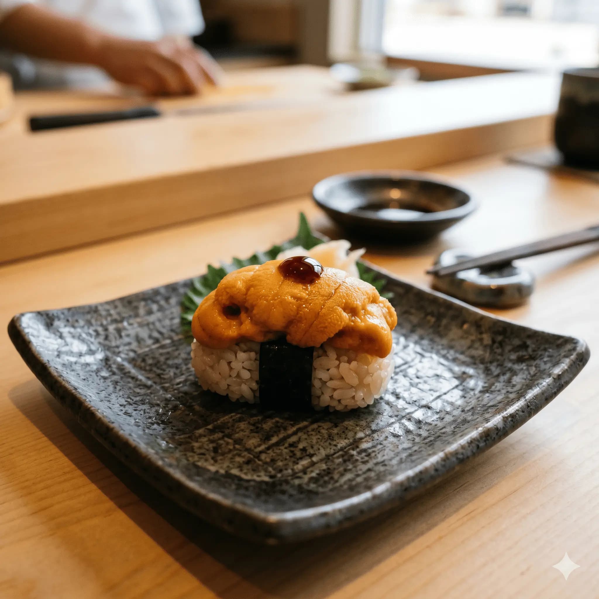 Nigiri uni cu o picătură de soia matur